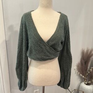 Cozy Green Wrap Sweater